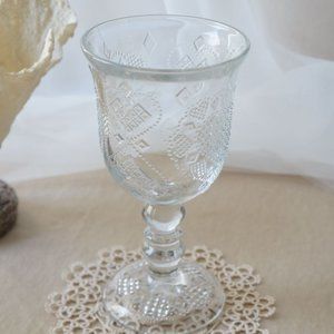 Vintage 1978 Avon Fostoria Heart Diamond Clear Stem Glass Goblet